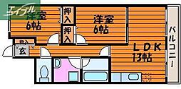 クレール野田 2LDKの間取図画像