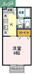 エクレール青江 ワンルームの間取図画像