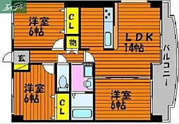アークハイツ鹿田 3LDKの間取図画像