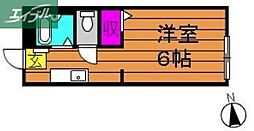 サンクオーレ青江B 1Kの間取図画像