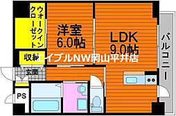 岡山電気軌道東山本線 東山・おかでんミュージアム駅駅 徒歩9分の賃貸マンション 2階1LDKの間取り