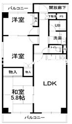 アリベ国富2 3LDKの間取図画像
