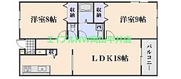 ライズガーデン参番館 2LDKの間取図画像