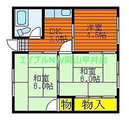 クレオハイツ国富 3DKの間取図画像