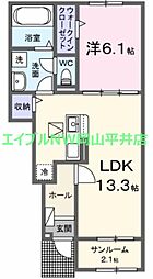 プティボヌールB 1LDKの間取図画像