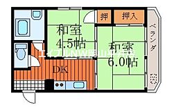 コーポ瀬戸内 2DKの間取図画像