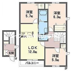 アルトーレカーサB 3LDKの間取図画像