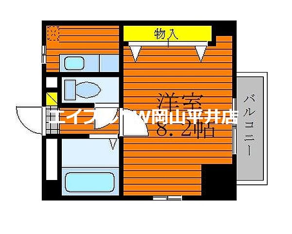 岡山県岡山市中区清水(賃貸マンション1K・3階・25.07㎡)の写真 その2