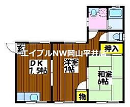 岡山県岡山市中区国富3丁目（賃貸アパート2DK・2階・42.23㎡） その2