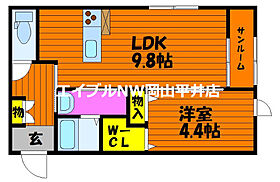 岡山県岡山市東区西大寺中野本町（賃貸アパート1LDK・1階・38.43㎡） その2