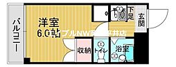 岡山電気軌道東山本線 門田屋敷駅 徒歩1分の賃貸マンション 2階ワンルームの間取り