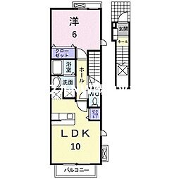 岡山電気軌道東山本線 東山・おかでんミュージアム駅駅 徒歩23分の賃貸アパート 2階1LDKの間取り
