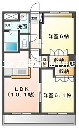 JR宇野線 常山駅 3.4kmの賃貸アパート 1階2LDKの間取り