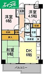 クオーレ花尻 3DKの間取図画像