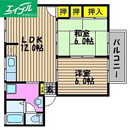 サンドミール 2LDKの間取図画像