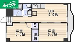 ハイデンス岡山 2LDKの間取図画像