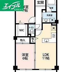 シャルム倉敷 2LDKの間取図画像