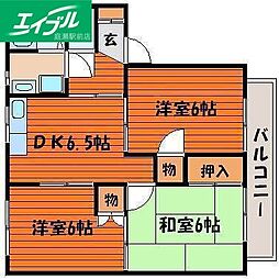 メゾニティブラッサムA 3DKの間取図画像