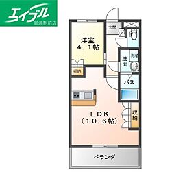 ボヌール若宮 1LDKの間取図画像
