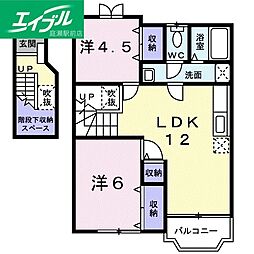 プロムナード 2LDKの間取図画像