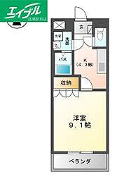 ピアッツァ紗梨 1Kの間取図画像
