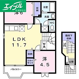 ラフレシールミユキA 2LDKの間取図画像