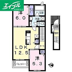 グラドゥアーレA 2LDKの間取図画像