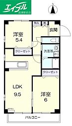 コーラル・ミナン 2LDKの間取図画像