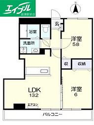リーフ・ミナン 2LDKの間取図画像