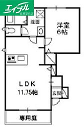 ベージョ・ビーダB 1LDKの間取図画像