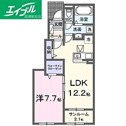 ロカ ブリリアント A 1LDKの間取図画像