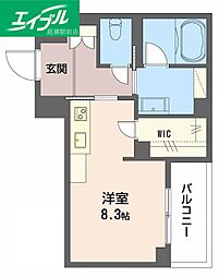 インセプション ワンルームの間取図画像