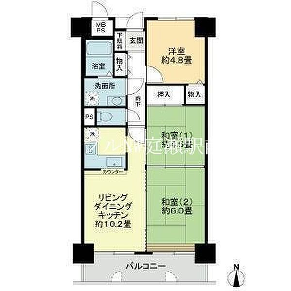 ライオンズマンション倉敷幸町 ｜岡山県倉敷市幸町(賃貸マンション3LDK・12階・58.91㎡)の写真 その2