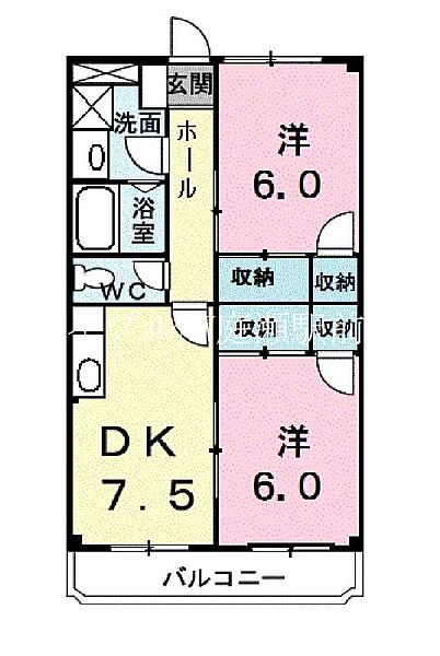 マンションエトランゼ ｜岡山県岡山市北区白石西新町(賃貸マンション2DK・1階・48.50㎡)の写真 その2