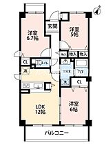 シャルム倉敷  ｜ 岡山県倉敷市南町（賃貸マンション3LDK・1階・65.92㎡） その2