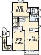 セリューズＣ  ｜ 岡山県倉敷市上東（賃貸アパート2LDK・2階・59.06㎡） その2