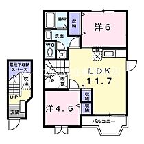 ロジュマン吉備の里Ａ  ｜ 岡山県総社市中央6丁目（賃貸アパート2LDK・2階・58.53㎡） その2