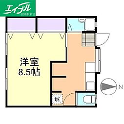 向陽荘西棟 1Kの間取図画像