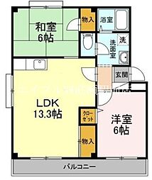 小野マンション 1階2LDKの間取り