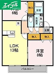 ボナールII 2階2LDKの間取り