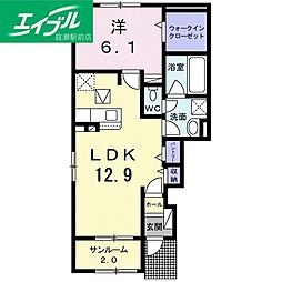 ルピナス1 1LDKの間取図画像