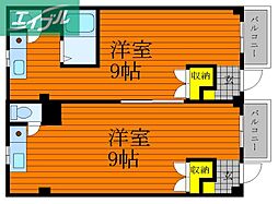 アイヨコヤマ 1階2Kの間取り