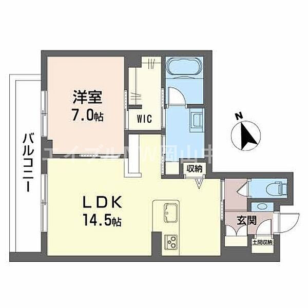 リュミエール ｜岡山県岡山市北区清輝橋3丁目(賃貸マンション1LDK・2階・53.43㎡)の写真 その2