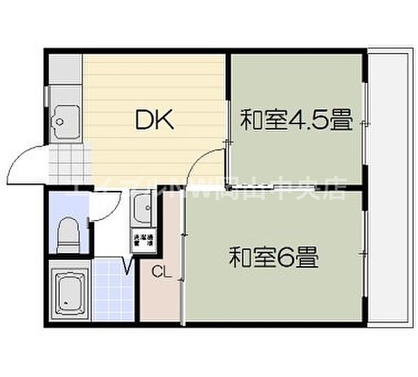 メゾンＭＫ神田 ｜岡山県岡山市北区神田町1丁目(賃貸マンション2DK・1階・36.42㎡)の写真 その2