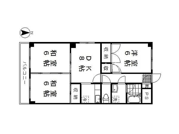 ＹＳビル島田 ｜岡山県岡山市北区東島田町1丁目(賃貸マンション3DK・5階・55.50㎡)の写真 その2