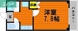 ウイング東島田 3階1Kの間取り