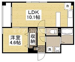 ルミエール大供 3階1LDKの間取り
