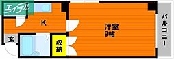 ビッグバーンズマンション清輝橋 5階1Kの間取り