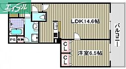 コア本町 1LDKの間取図画像