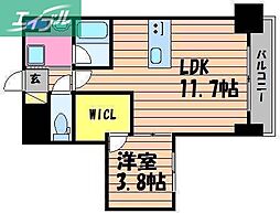 アーバンパレス医大前 2階1LDKの間取り